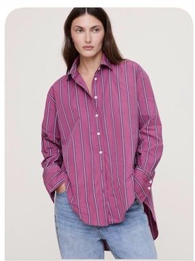 Banana Republic Curved Hem Cotton Button down